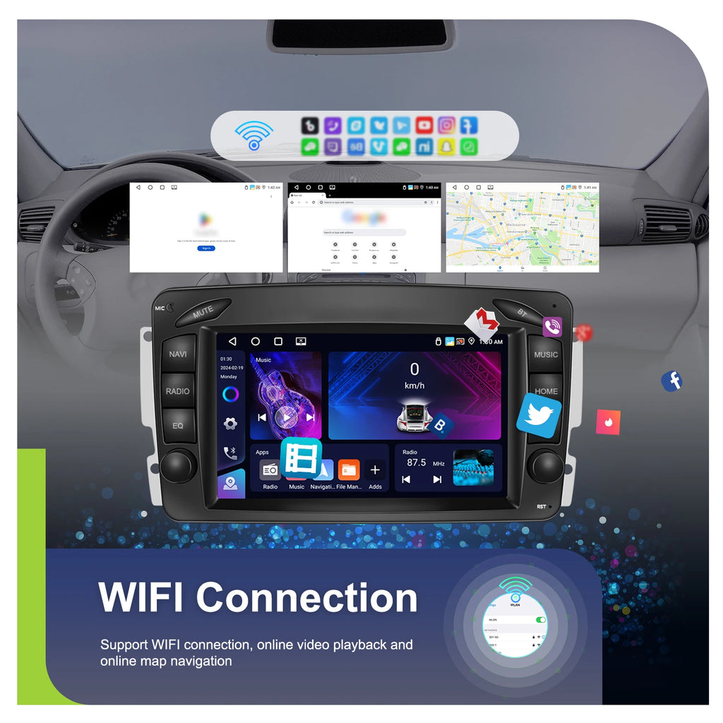 LeeKooLuu 4G Ram Android Car Radio For Mercedes Benz CLK W209 C209 W168 W203 W463 Vito Viano 1998-2006 Carplay GPS Stereo WIFI