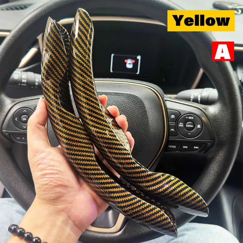 2PCS Car Steering Wheel Cover Warm Winter 38cm Round Steery Wheel Universa Glossy Laser Carbon Fiber Auto Interior Accessories