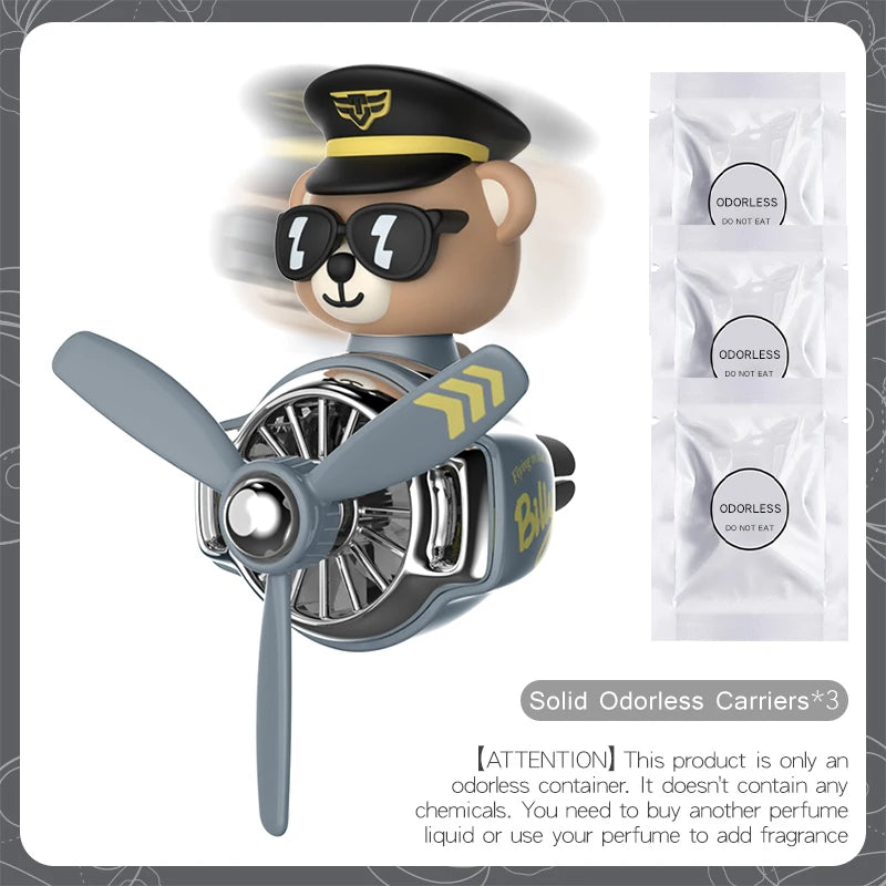 No perfume DIY fragrance bulldog pilot head shake rotate plane car air fresheners accessories decor ornaments aroma diffuser men