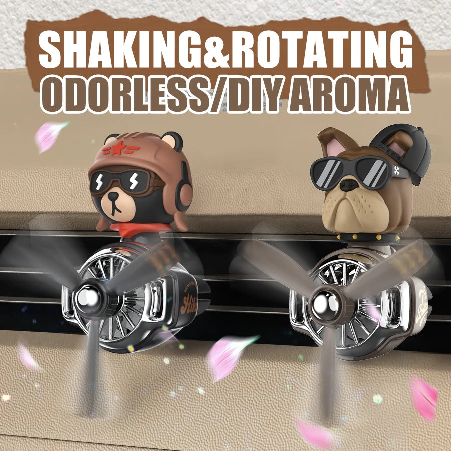 No perfume DIY fragrance bulldog pilot head shake rotate plane car air fresheners accessories decor ornaments aroma diffuser men