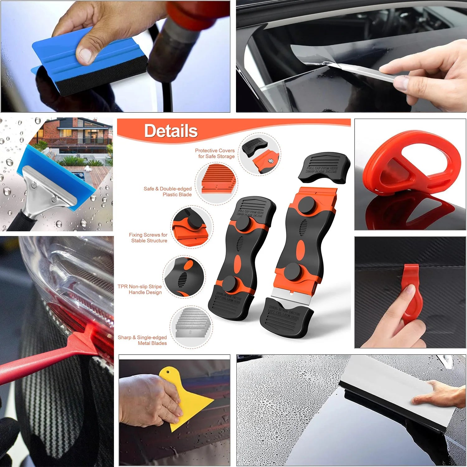Car Wrapping Tools Kit Window Film Tinting Tool Vinyl Wrap Tool Kit Auto Foil Set Vinyl Tint Squeegee Scraper Cutter Knife