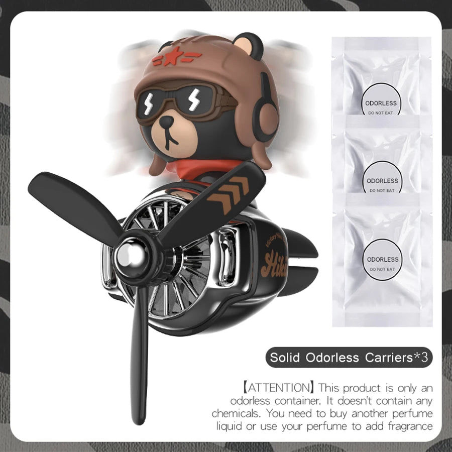 No perfume DIY fragrance bulldog pilot head shake rotate plane car air fresheners accessories decor ornaments aroma diffuser men