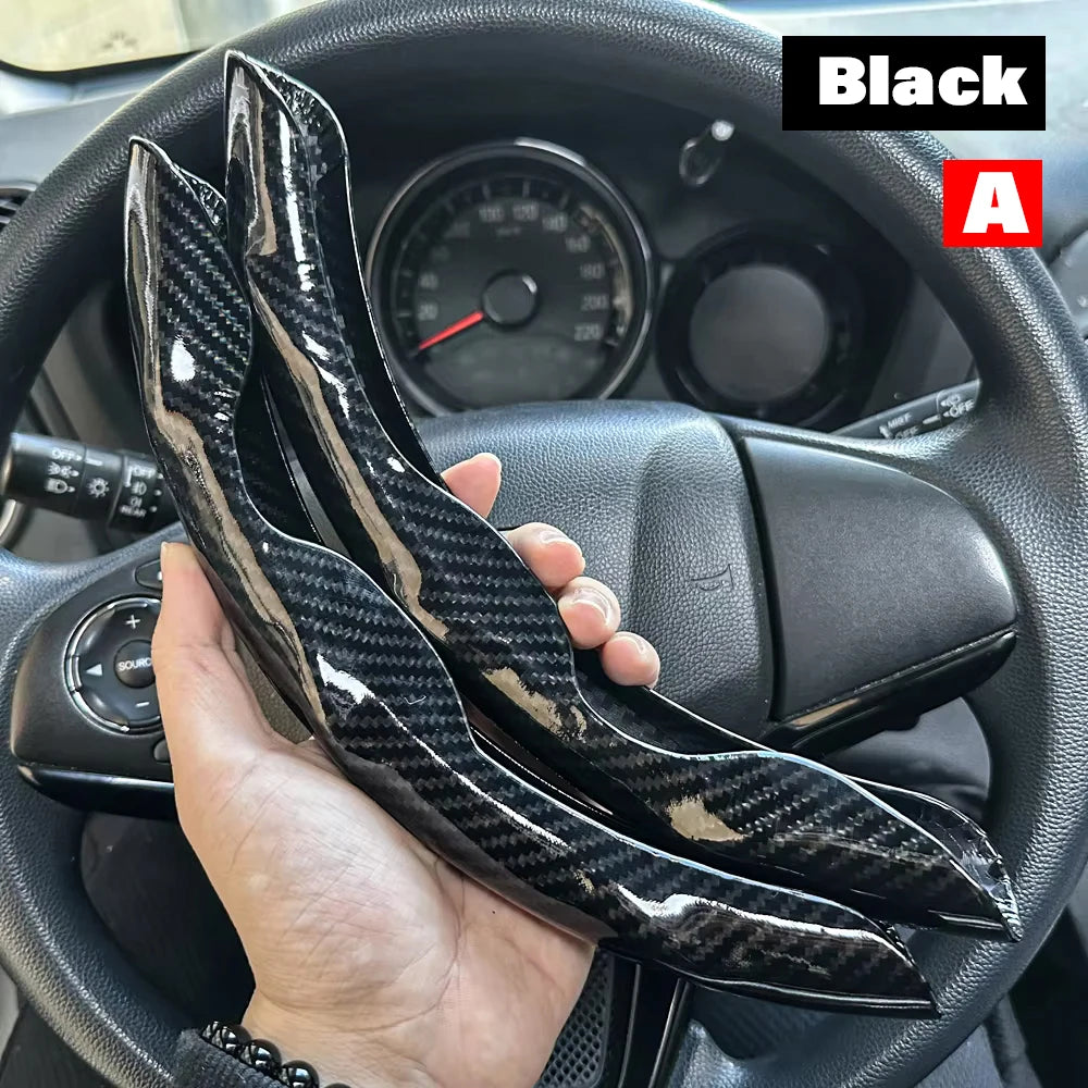 2PCS Car Steering Wheel Cover Warm Winter 38cm Round Steery Wheel Universa Glossy Laser Carbon Fiber Auto Interior Accessories