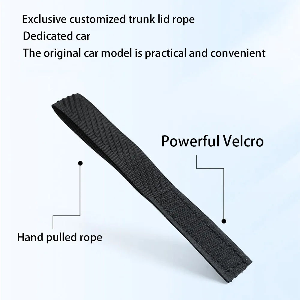 For Tesla Model Y Rear Trunk Rope DrawString Open Tail Box Cover Handle Pull Strap Car Organizer Accessories Mat Protection Pad