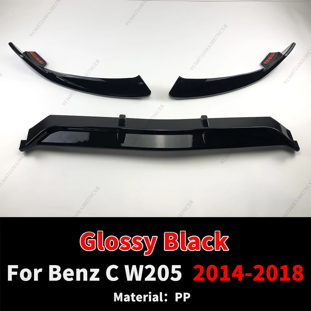 BRABOS Style For Mercedes Benz C W205 2014-2022 Guard Carbon Fiber Look Front Bumper Lip Chin Like C180 C200 C260 C300 Tuning