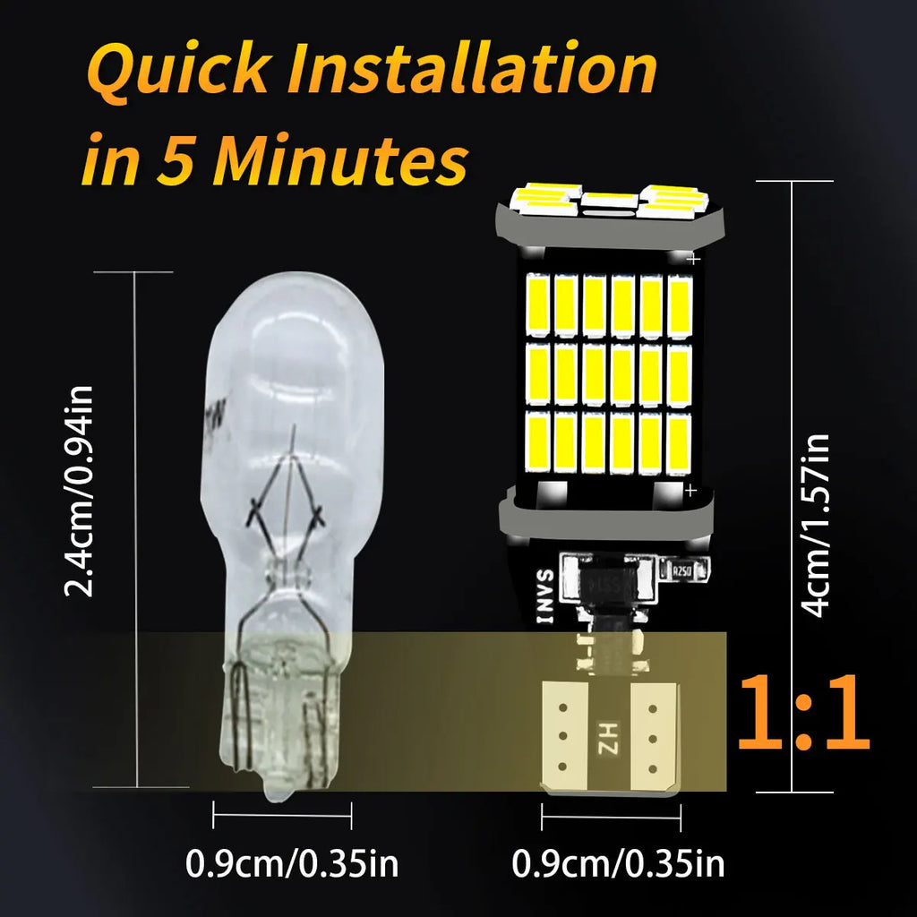 10PCS T15 W16W 921 912 T16 T10 902 LED Bulbs High Power 45pcs 4014SMD Super Bright 1200LM Replace for Car Reversing Light White