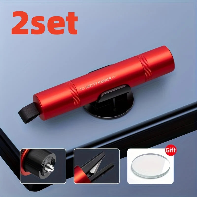 1/2 Set of Two Color Options to Choose From: Car Safety Hammer with Window Breaker and Seatbelt Cutter, Emergency Escape Tool, Portable Multifunctional Safety Hammer, Emergency Escape Window-Breaking Gadget