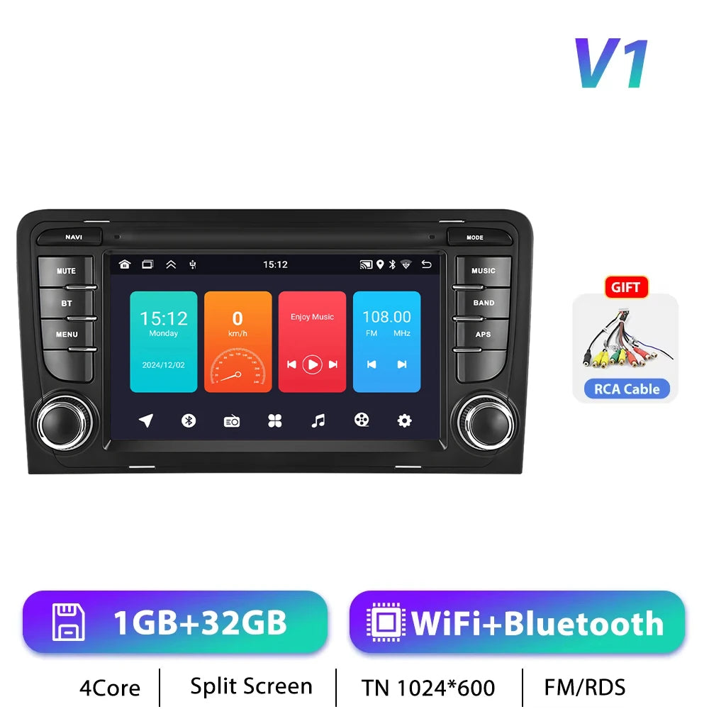 Podofo CarPlay Android Radio For Audi A3 8P 2003-2012 Car Intelligent System 2din GPS Stereo Multimedia Player RDS FM Car Radio
