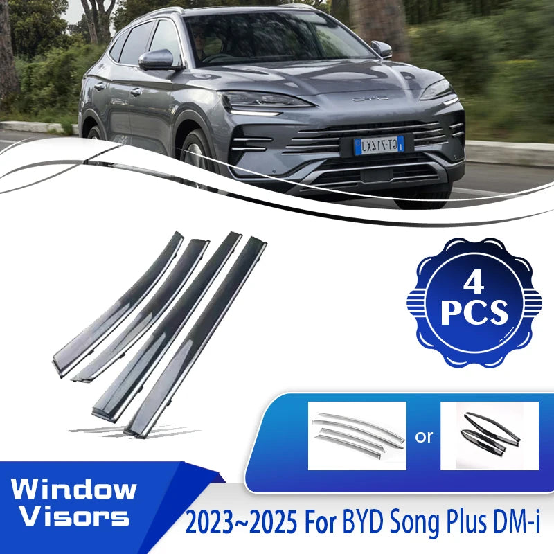 For BYD Song Plus DM-i Seal U Sealion 6 2023 2024 2025 Car Window Visors Wind Sun Rain Visor Deflector Shade Awnings Accessories