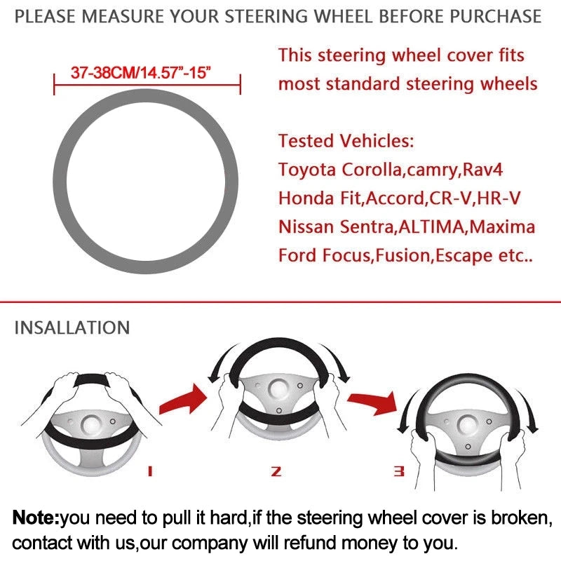 Car Steering-Wheels Cover 38cm 15"Leather For BMW 1 2 3 4 5 6 7 Z Series E46 E90 E87 F20 F22 F45 F30 G20 E60 F10 G30 F01 G11 E89