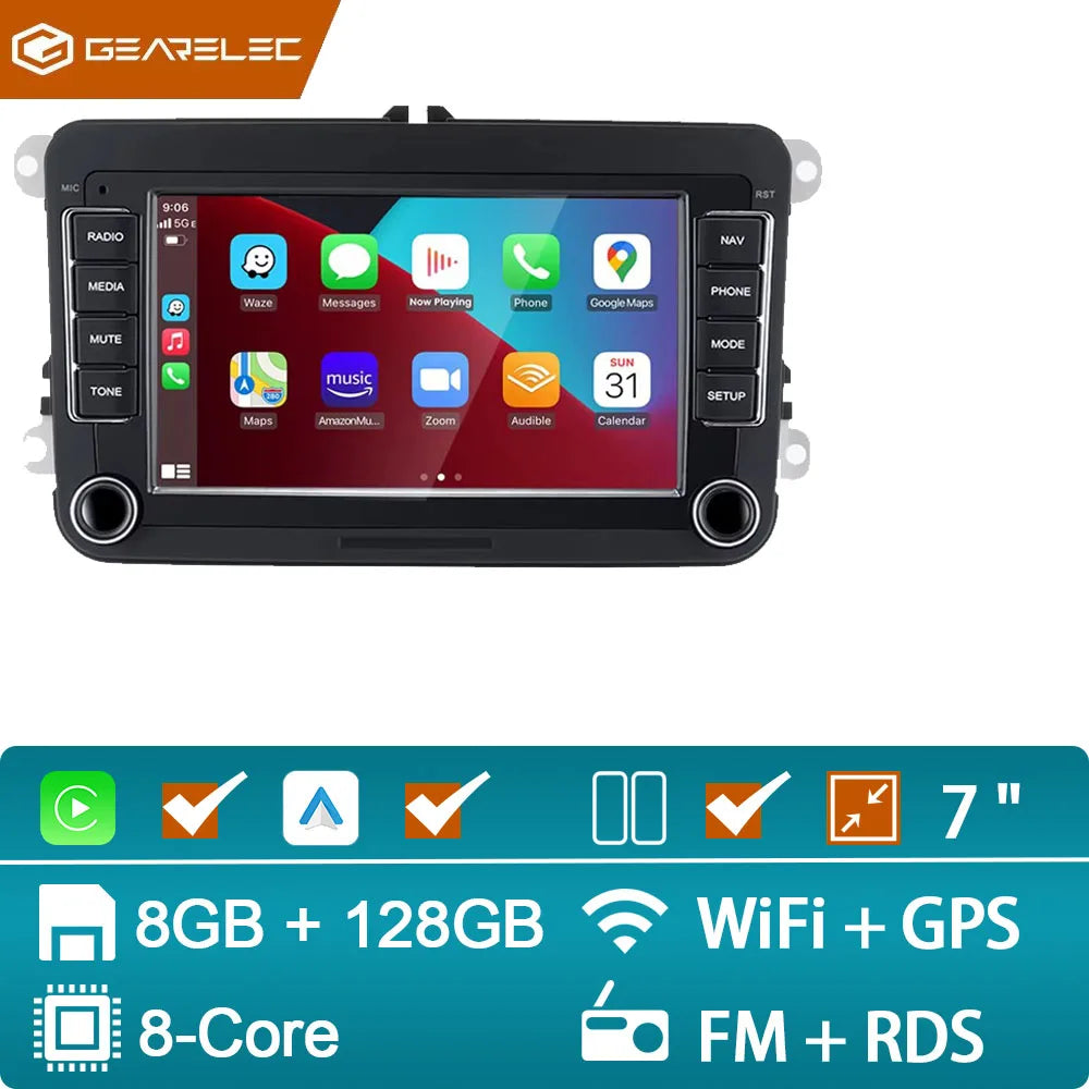 2DIN Android Car Radio for VW Passat Golf MK5 MK6 Jetta Polo Touran Wireless Carplay Android Auto 7'' Multimedia Player Camera