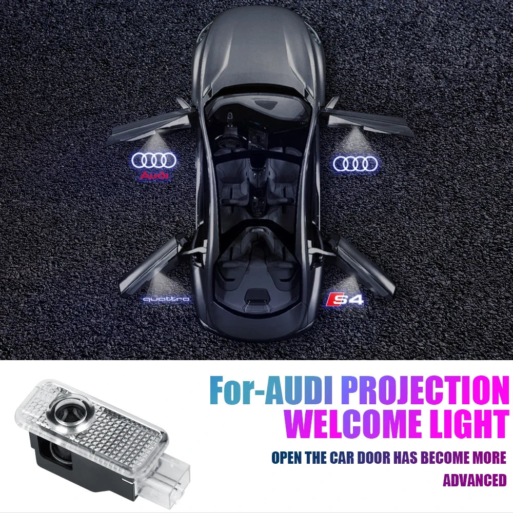 2Pcs HD Car Door Projector Laser Lamp Car Door Welcome Light For Audi Sline Q3 A5 A7 A3 Q5 Q7 A4L RS Quattro S3 S4 S6 S5 S7 S8