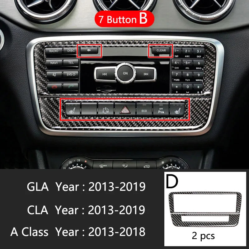 Car Styling Carbon fiber interior button panel Decoration Cover Trim Sticker frame For Mercedes Benz A Class W176 GLA X156 CLA