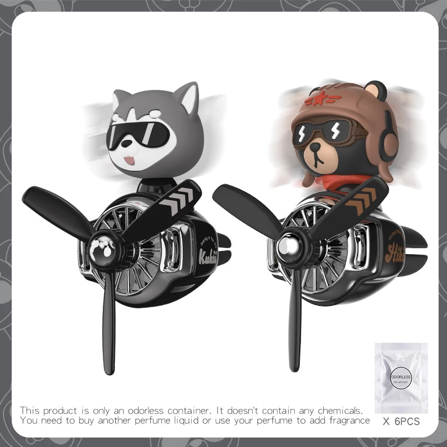No perfume DIY fragrance bulldog pilot head shake rotate plane car air fresheners accessories decor ornaments aroma diffuser men