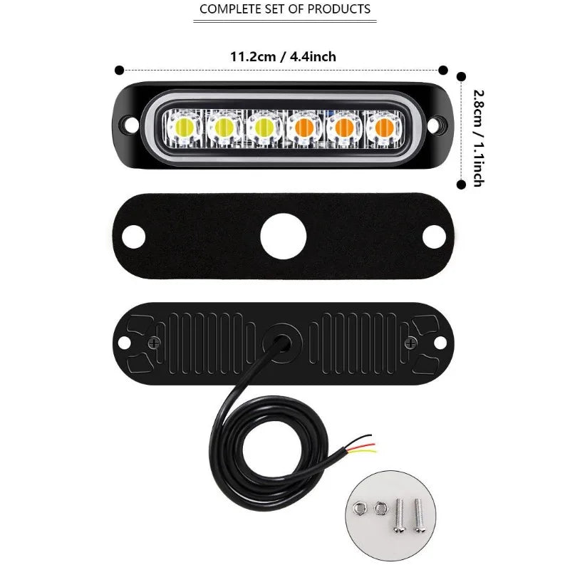 1/2PCS Strobe Light 12V/24V 6LED Truck Trailer Lights Stroboscopes LED Car Light Emergency Warning Hazard Flash Light