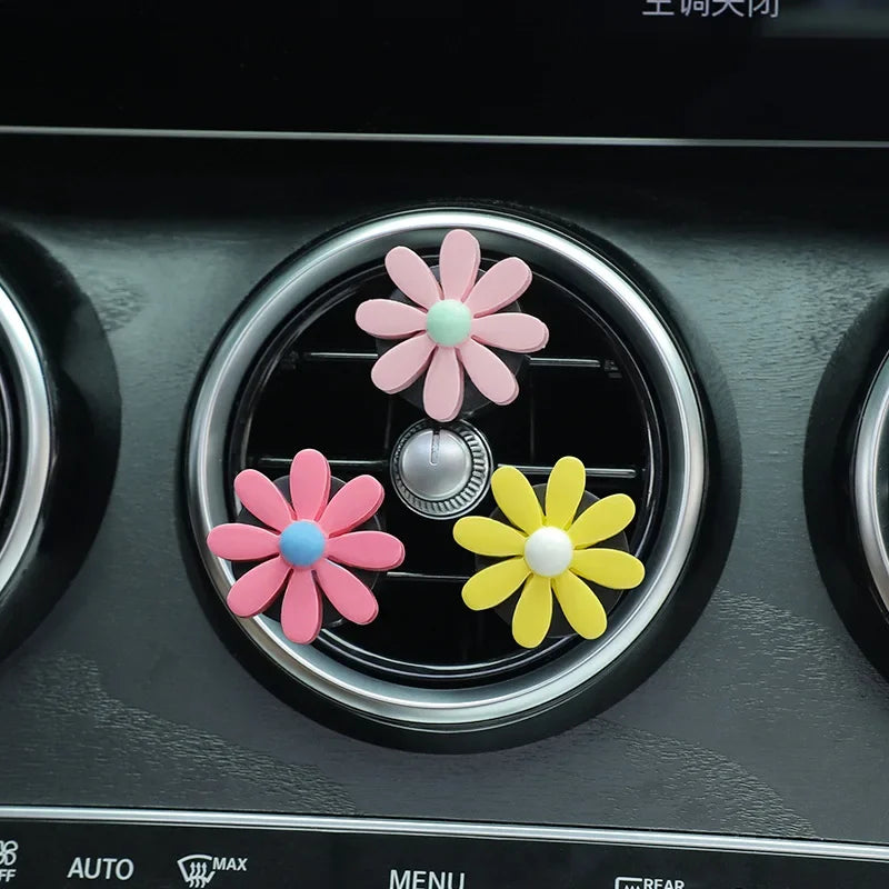 Cute Car Perfume Clip Flower Air Outlet Car Air Freshener Peach Blossom Aroma Diffuser Car Decoration Accessories Fresh Air