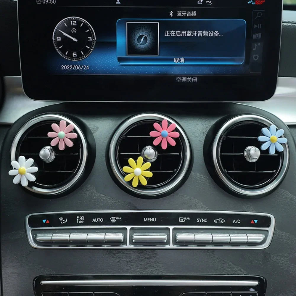 Cute Car Perfume Clip Flower Air Outlet Car Air Freshener Peach Blossom Aroma Diffuser Car Decoration Accessories Fresh Air