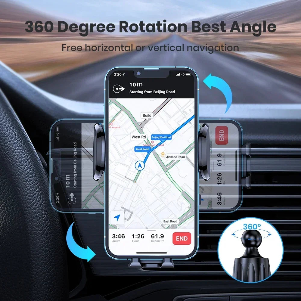 TOPK Car Phone Holder Mount Upgraded Stainless Steel Hook Cell Phone Holder for Car Air Vent Mag-Safe Compatible All Phones