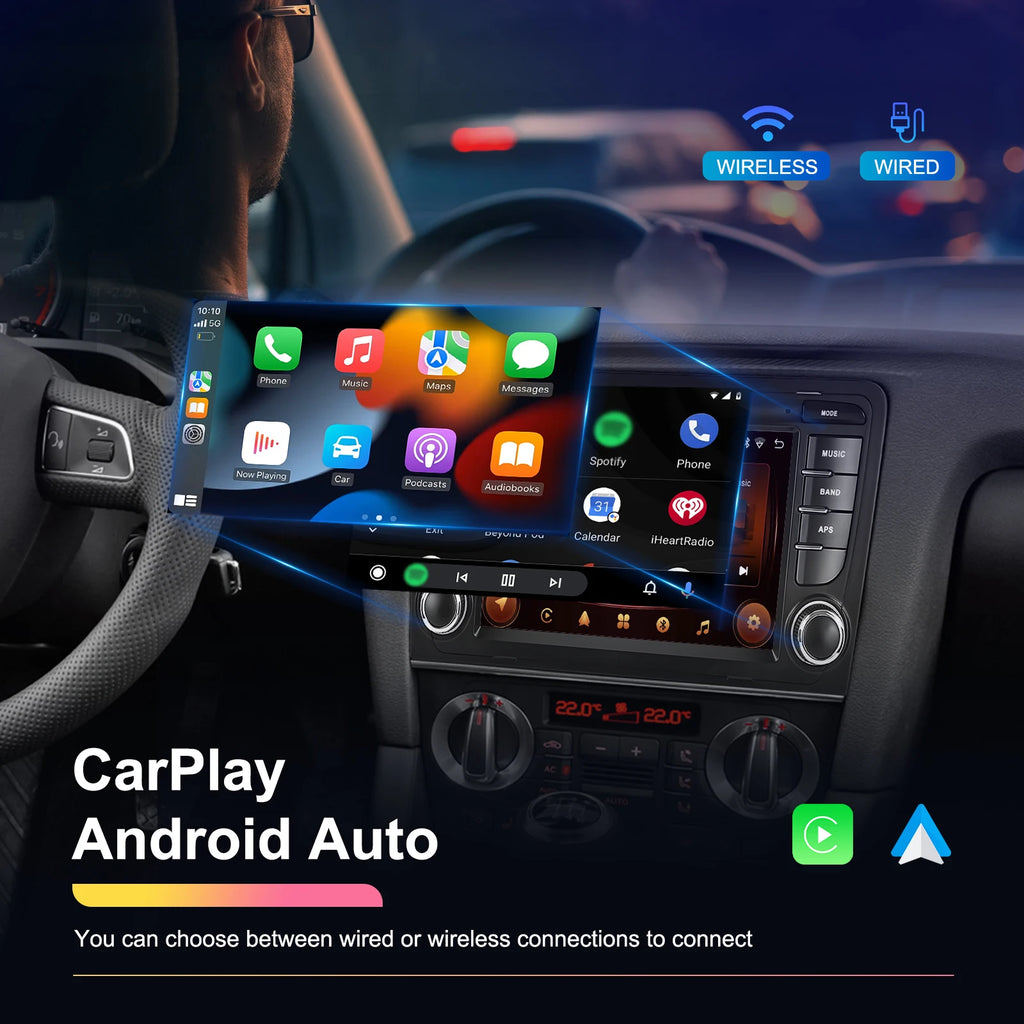 Podofo 2+64G 7'' Car Radio For Audi A3 8P 2003-2012 Multimedia Player GPS Navigation WIFI Carplay Android Auto EQ RDS Car Stereo