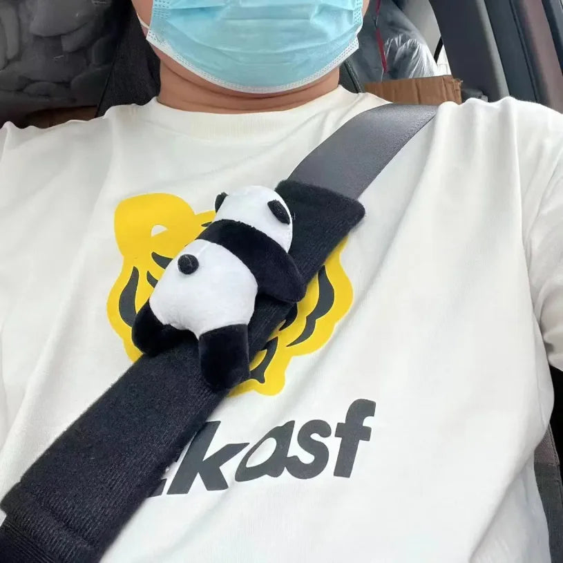 Automobile Safety Belt Decoration Cartoon Panda Safety Belt Shoulder Pad Plush Automobile Accessories Car Decorations