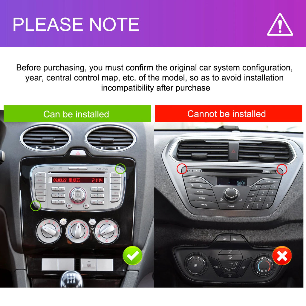 Podofo 7 ''Android Multimedia Player for Ford Focus Mondeo C-MAX S-MAX Galaxy II Kuga GPS Navigation 2 + 64G Carplay Android Auto