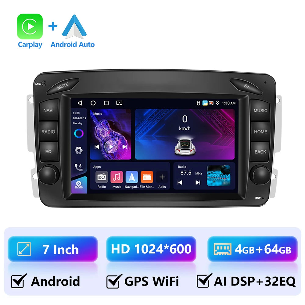 LeeKooLuu 4G Ram Android Car Radio For Mercedes Benz CLK W209 C209 W168 W203 W463 Vito Viano 1998-2006 Carplay GPS Stereo WIFI