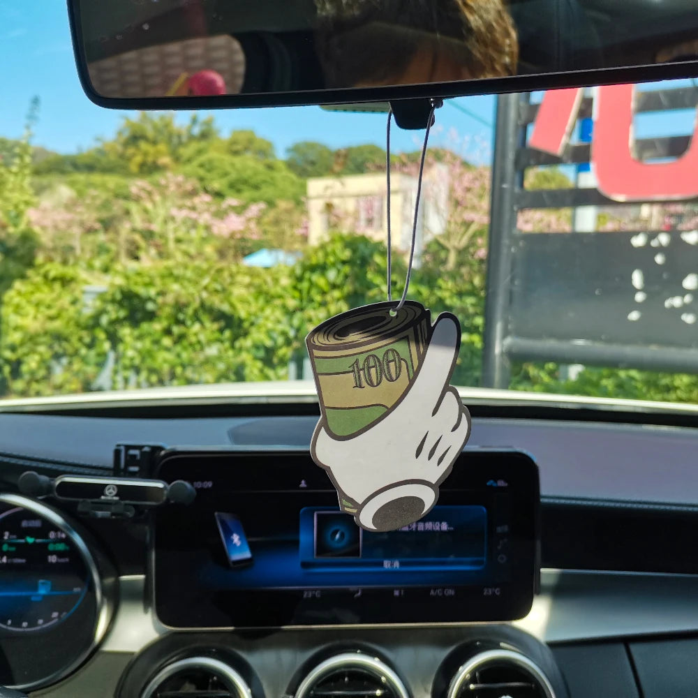 Car Air Freshener Dollars Hanging Rearview Mirror Perfume Flavoring Money Pattern Solid Paper Aromatherapy Pendant JDM Accessory