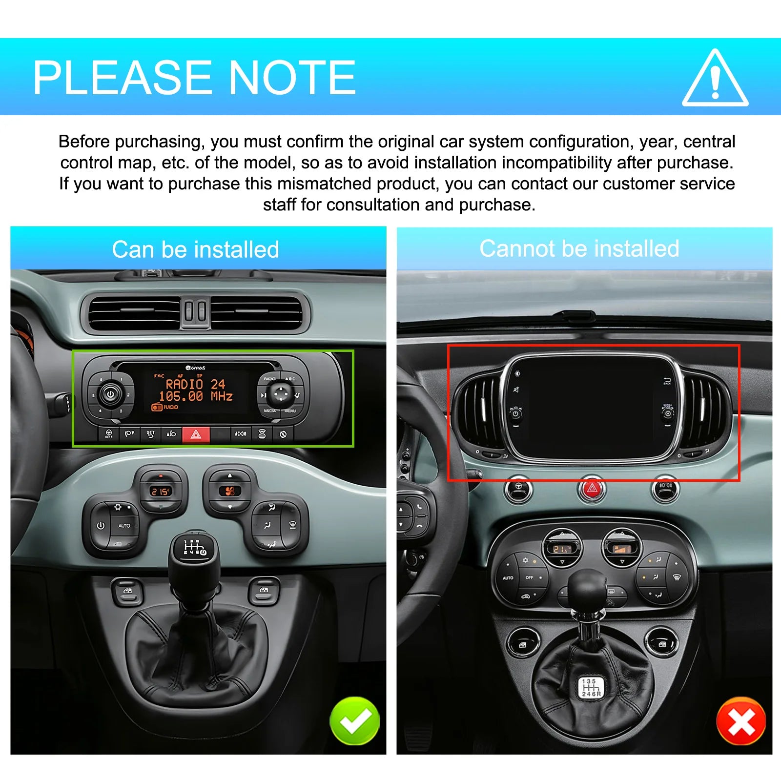 Podofo CarPlay Android Radio For Fiat Panda 2013-2020 Car Intelligent System 1din GPS Stereo Multimedia Player RDS FM Car Radio