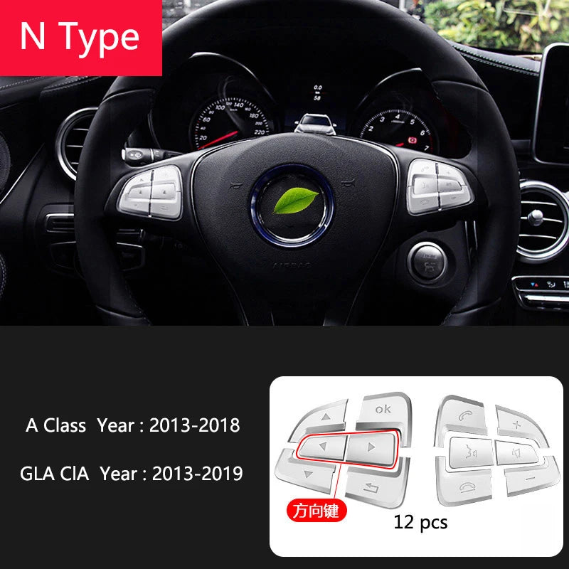 Car Styling Carbon fiber interior button panel Decoration Cover Trim Sticker frame For Mercedes Benz A Class W176 GLA X156 CLA