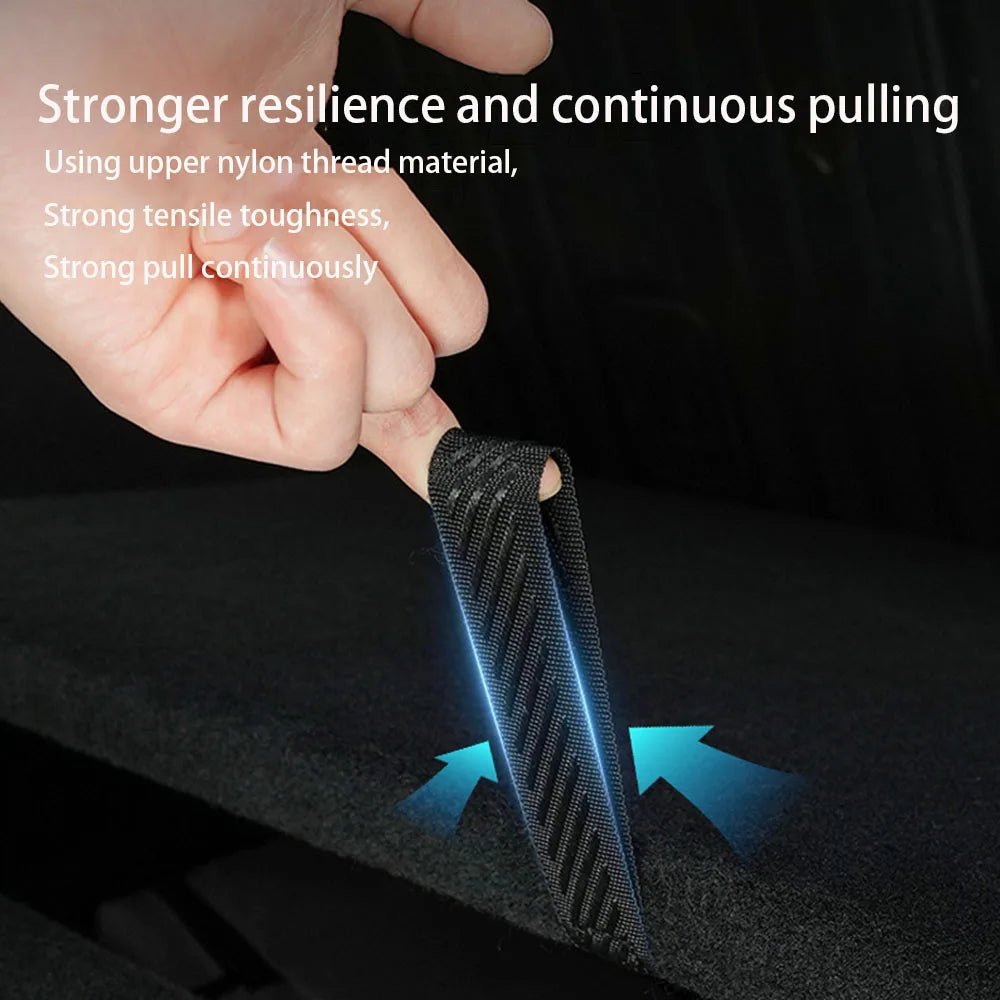 For Tesla Model Y Rear Trunk Rope DrawString Open Tail Box Cover Handle Pull Strap Car Organizer Accessories Mat Protection Pad