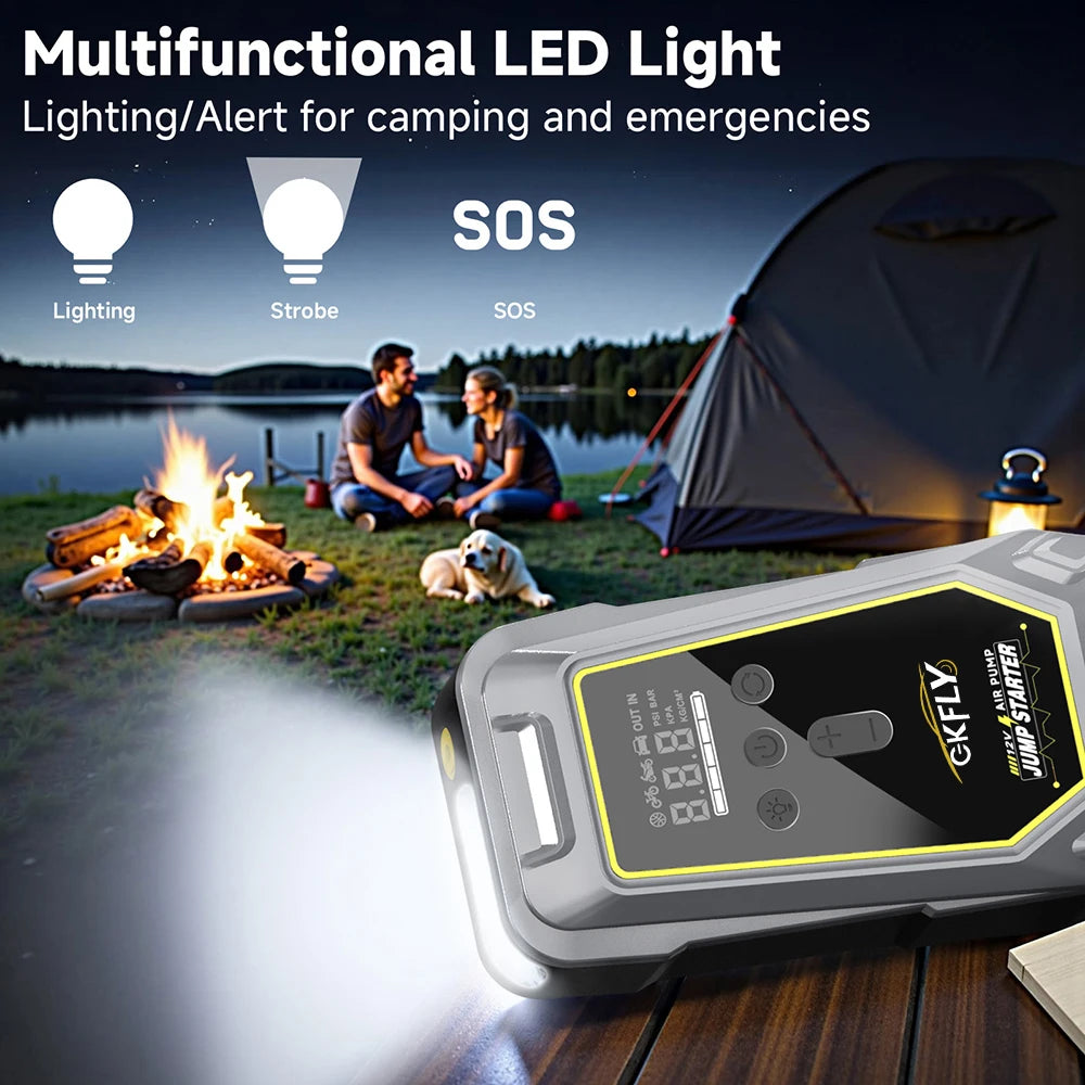 Portable 4000A Jump Starter 150PSI Air Pump Power Bank 4 In 1 Air Compressor Cars Battery Starters Starting Auto Tyre Inflator