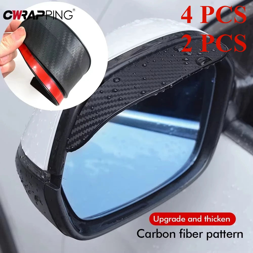 2/4PCS Car Rearview Mirror Rain Eyebrow Carbon Fiber Sun Shade Cover Rain Mirror Protector Clear Vision Tool for Car Accessories