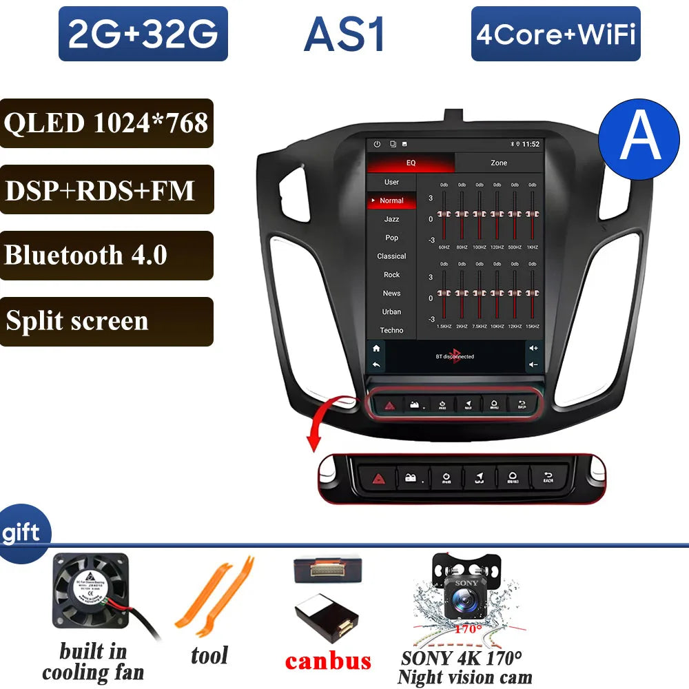 Car Radio Carplay 9.7 Inch For Ford Focus 3 Mk 3 2011 2012-2019 Navigation GPS Android Auto Android 15 5G Wifi Unit No 2din DVD