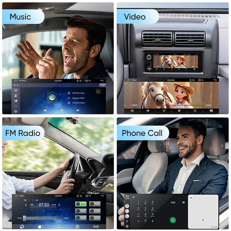 Ainavi K40 K50 Universal 1 Din 6.36 inch Car Radio MP5 IPS Touch Screen Wireless HD 1280*480 Carplay Android Auto Car Multimedia Rear Camera MIC USB BT 5.0 Type C Bluetooth phone Bluetooth music