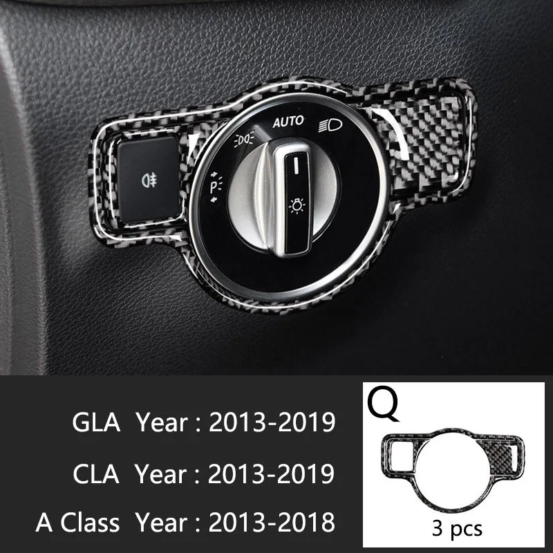 Car Styling Carbon fiber interior button panel Decoration Cover Trim Sticker frame For Mercedes Benz A Class W176 GLA X156 CLA