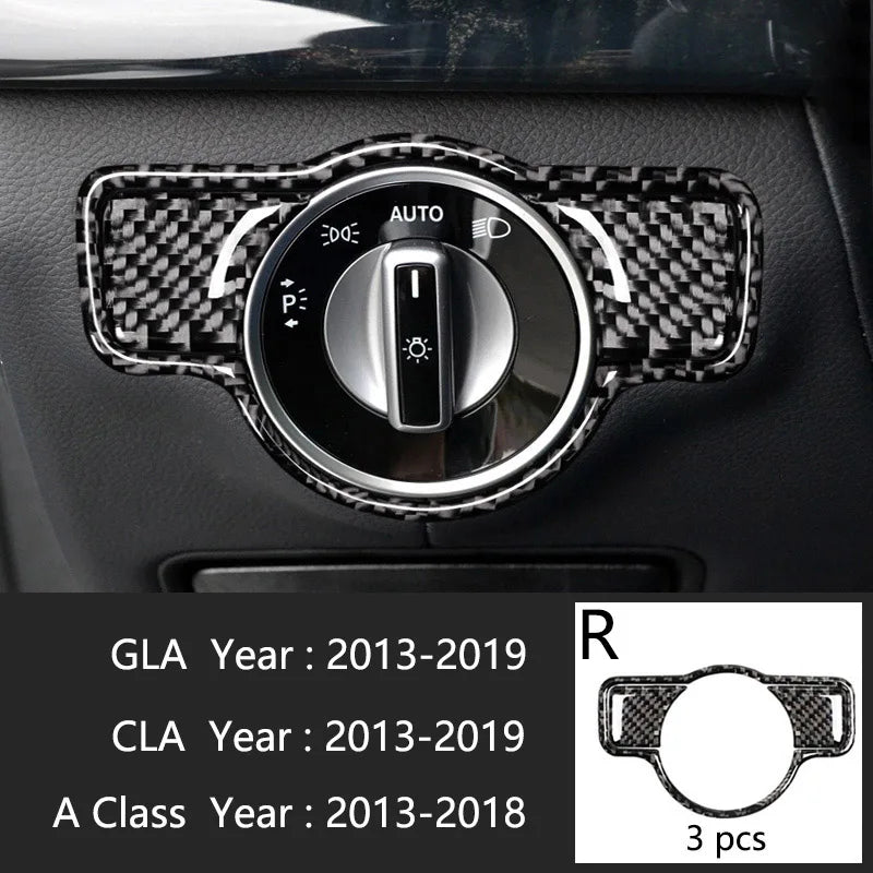 Car Styling Carbon fiber interior button panel Decoration Cover Trim Sticker frame For Mercedes Benz A Class W176 GLA X156 CLA