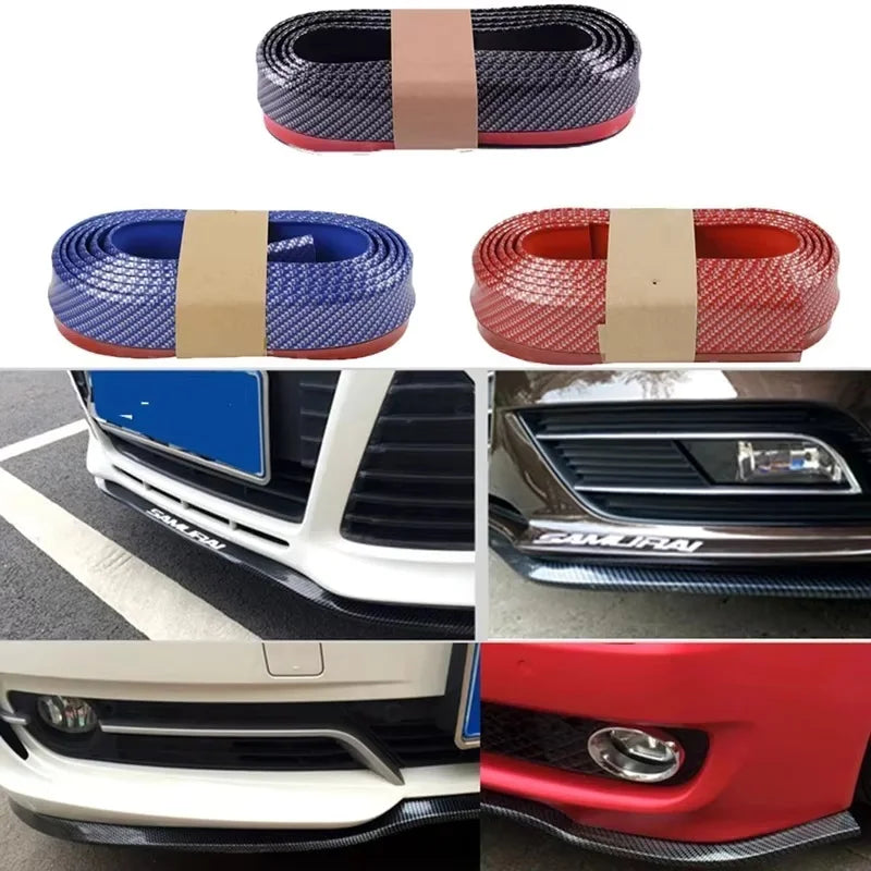 Universal Car Front Bumpers Anti Collision Strips Carbon Fiber Rubber Strip Car Front Bumper Lip for Car Lip Skirt Protector