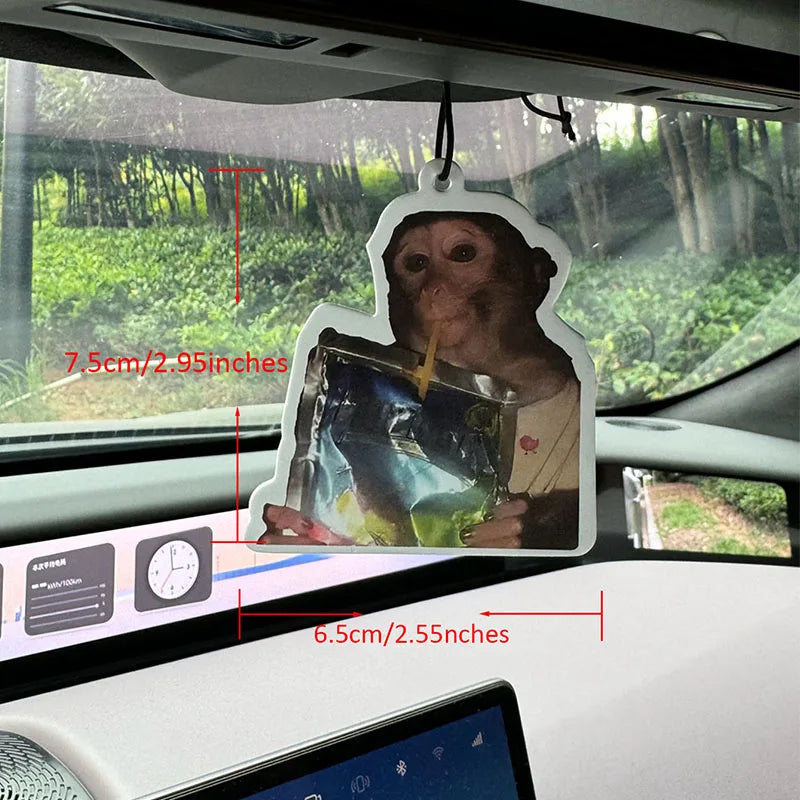Monkey Drinking Water, Emoji, Hilton (Hotel Scent) Car Air Freshener |   Rearview Mirror Hanger & Dual-Purpose Air Vent Clip |   Natural Material Aromatherapy Tablets |   Long-Lasting Fragrance for 90 Days |   Alcohol-Free |