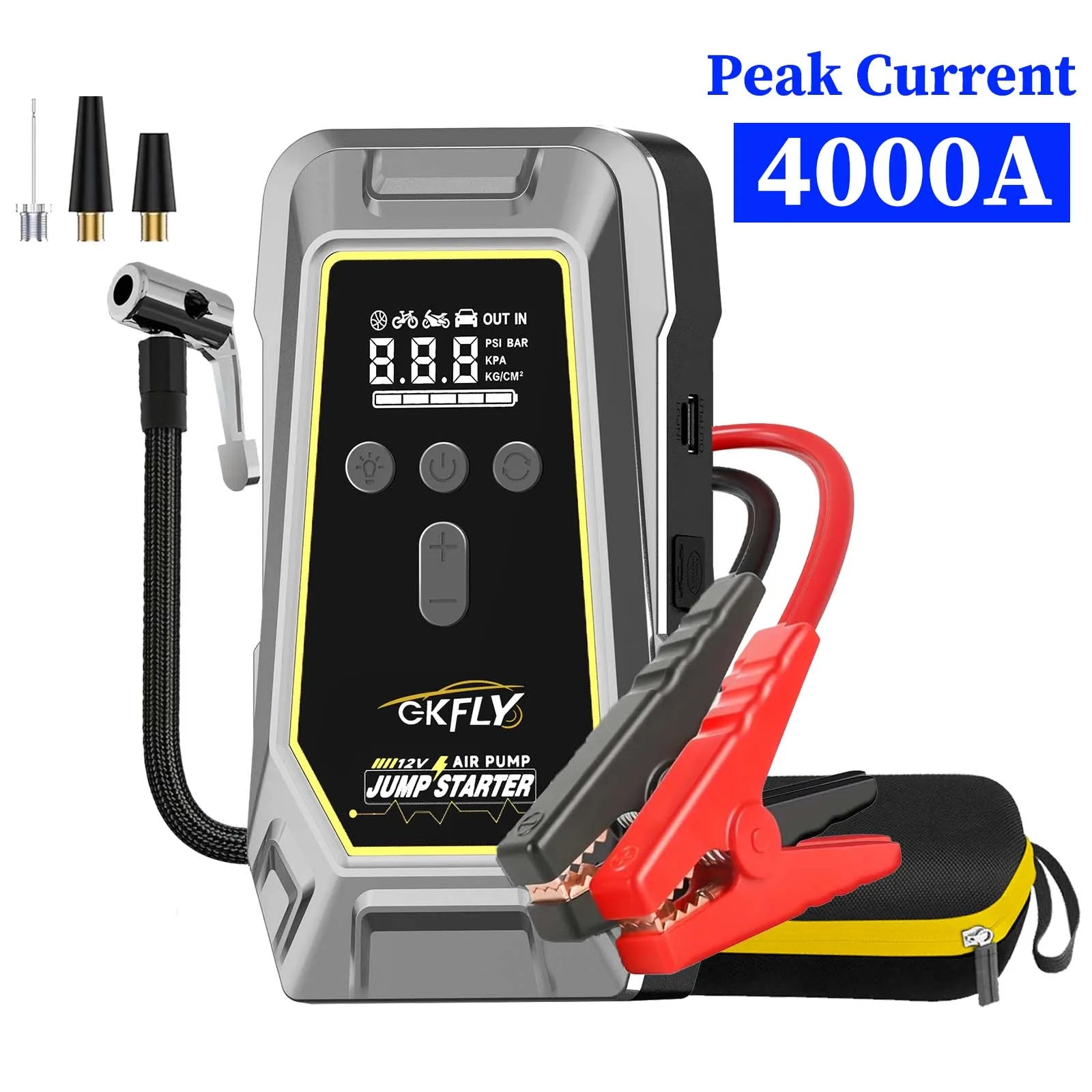 Portable 4000A Jump Starter 150PSI Air Pump Power Bank 4 In 1 Air Compressor Cars Battery Starters Starting Auto Tyre Inflator