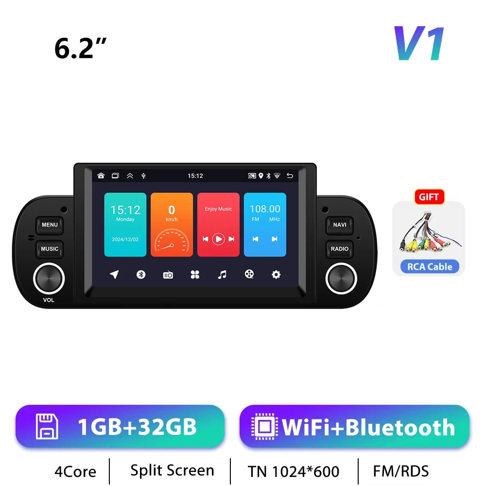Podofo CarPlay Android Radio For Fiat Panda 2013-2020 Car Intelligent System 1din GPS Stereo Multimedia Player RDS FM Car Radio