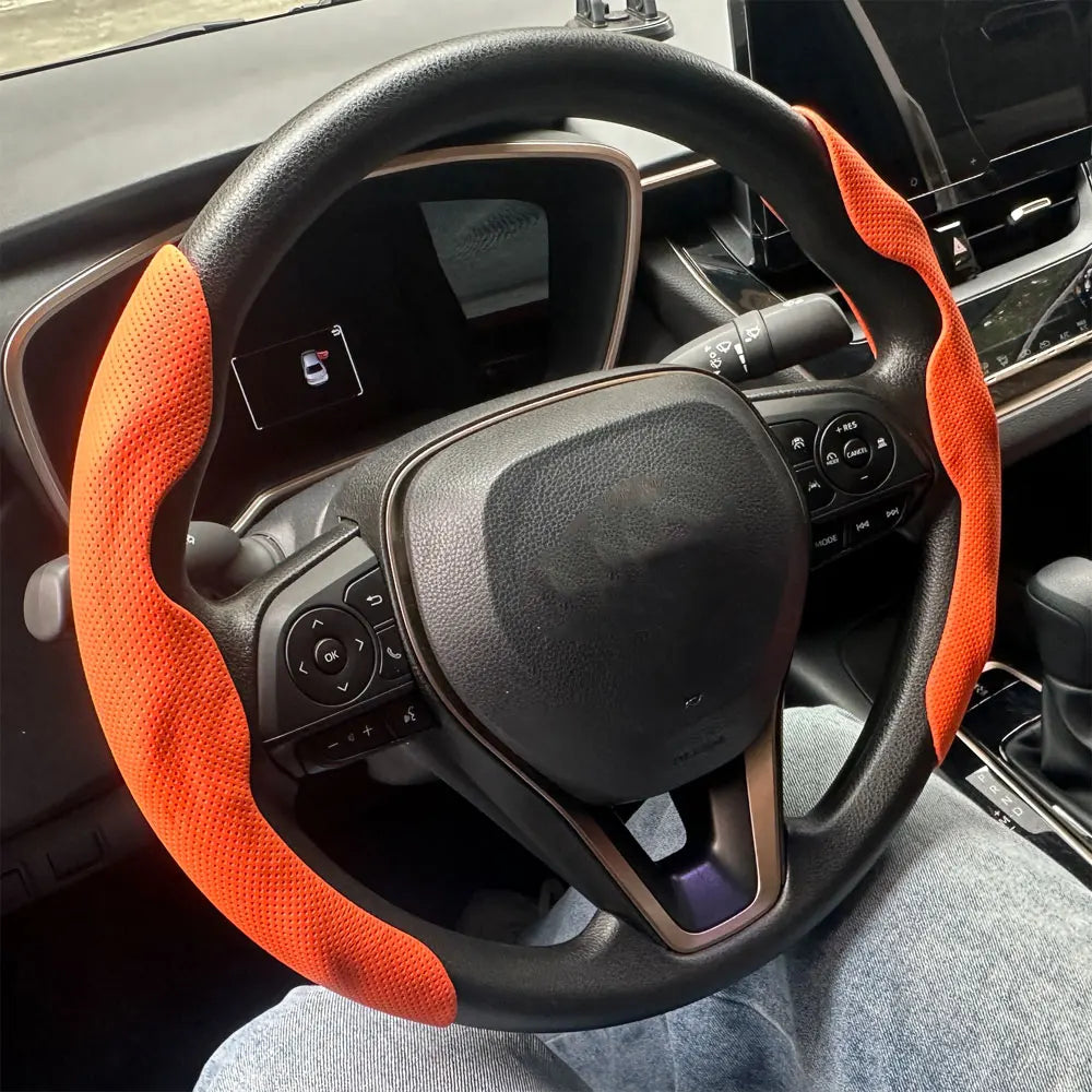 2PCS Car Steering Wheel Cover Warm Winter 38cm Round Steery Wheel Universa Glossy Laser Carbon Fiber Auto Interior Accessories
