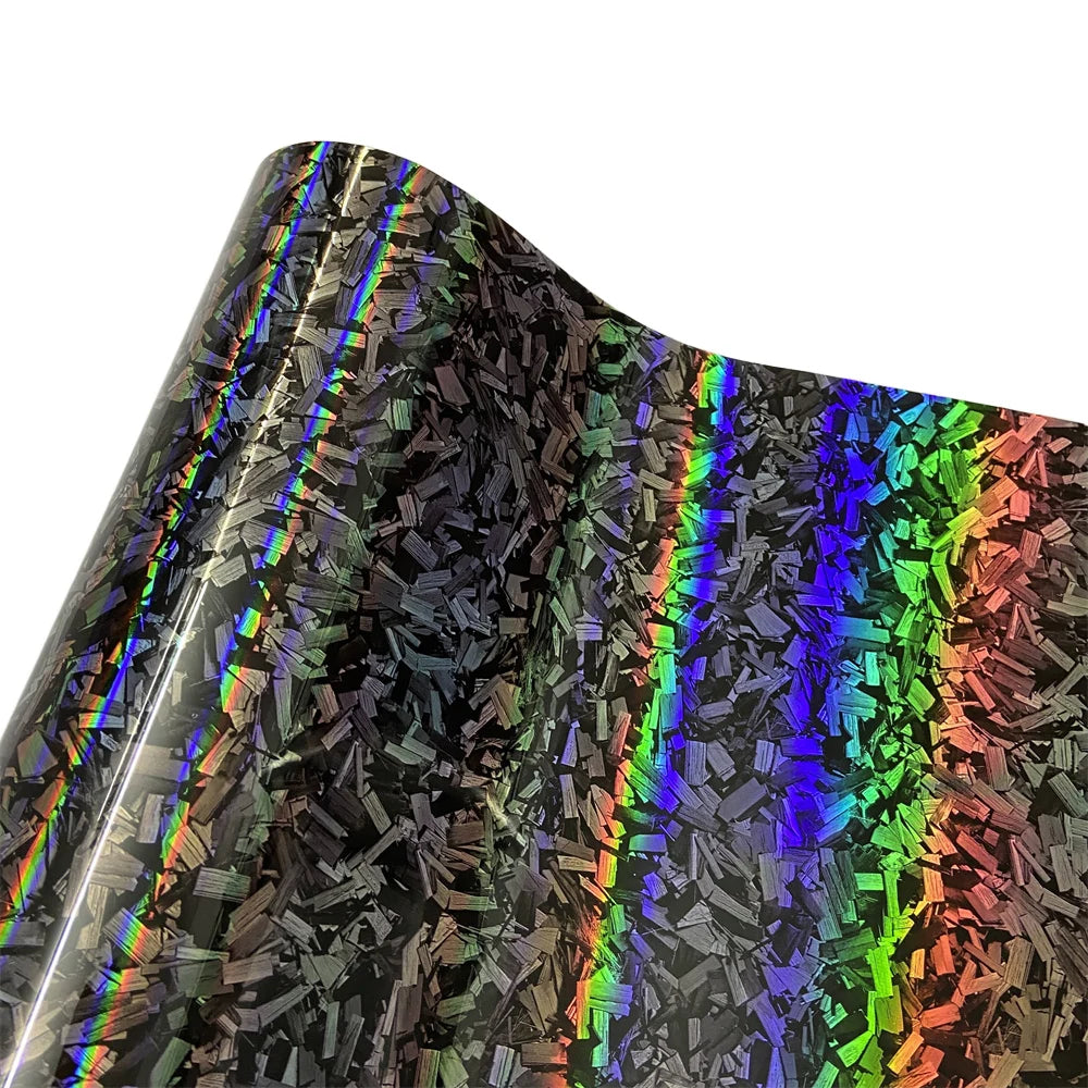 Glossy Forged Carbon Fiber Vinyl Wrap Air Bubble Free Car Sticker Waterproof For Auto Motor Car Decal Laser Forged Carbon Film