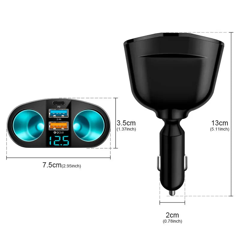 Quick Charge Car Charger QC3.0/PD Port Phone Charger Socket Cigarette Lighter Splitter 12V/24V Universal Dual USB Power Adapter