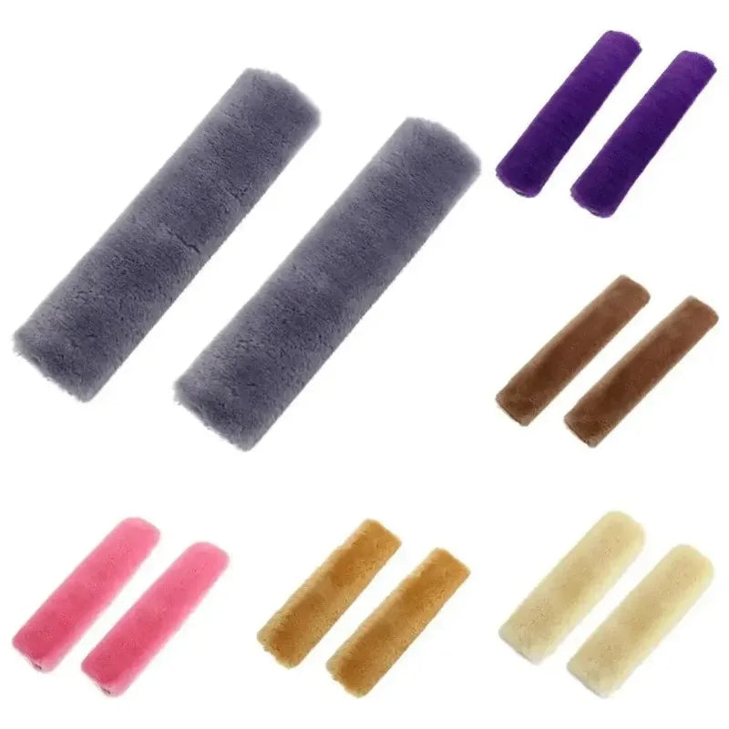 2pcs Soft Car Seatbelt Cover Sheepskin Seat Belt Pillow Pad Seat belt Safety Strap Cover Shoulder Pads For Bag Car Accessories