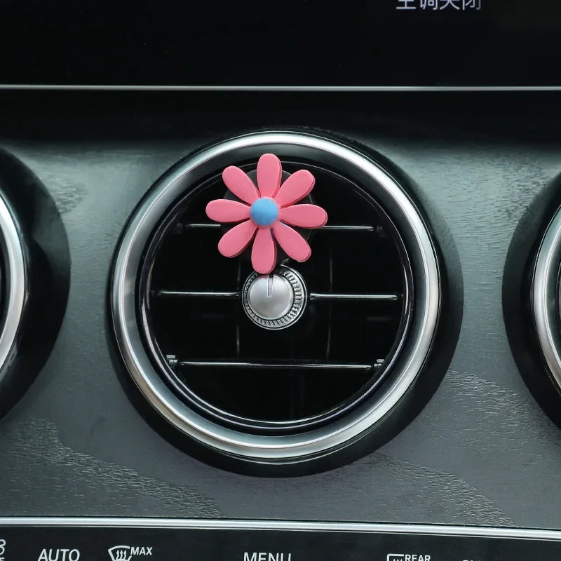 Cute Car Perfume Clip Flower Air Outlet Car Air Freshener Peach Blossom Aroma Diffuser Car Decoration Accessories Fresh Air