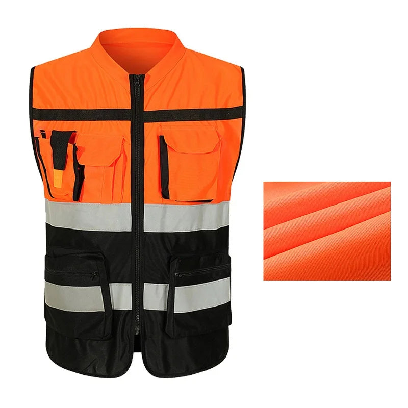 High Brightness Strip Unisex Vest Breathable Workwear Multi Pocket Protective Clothing Safety For Night Running Bike Factory