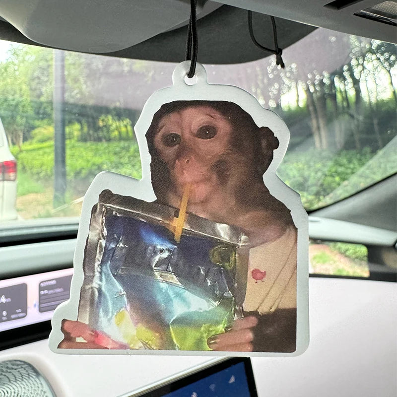 Monkey Drinking Water, Emoji, Hilton (Hotel Scent) Car Air Freshener |   Rearview Mirror Hanger & Dual-Purpose Air Vent Clip |   Natural Material Aromatherapy Tablets |   Long-Lasting Fragrance for 90 Days |   Alcohol-Free |