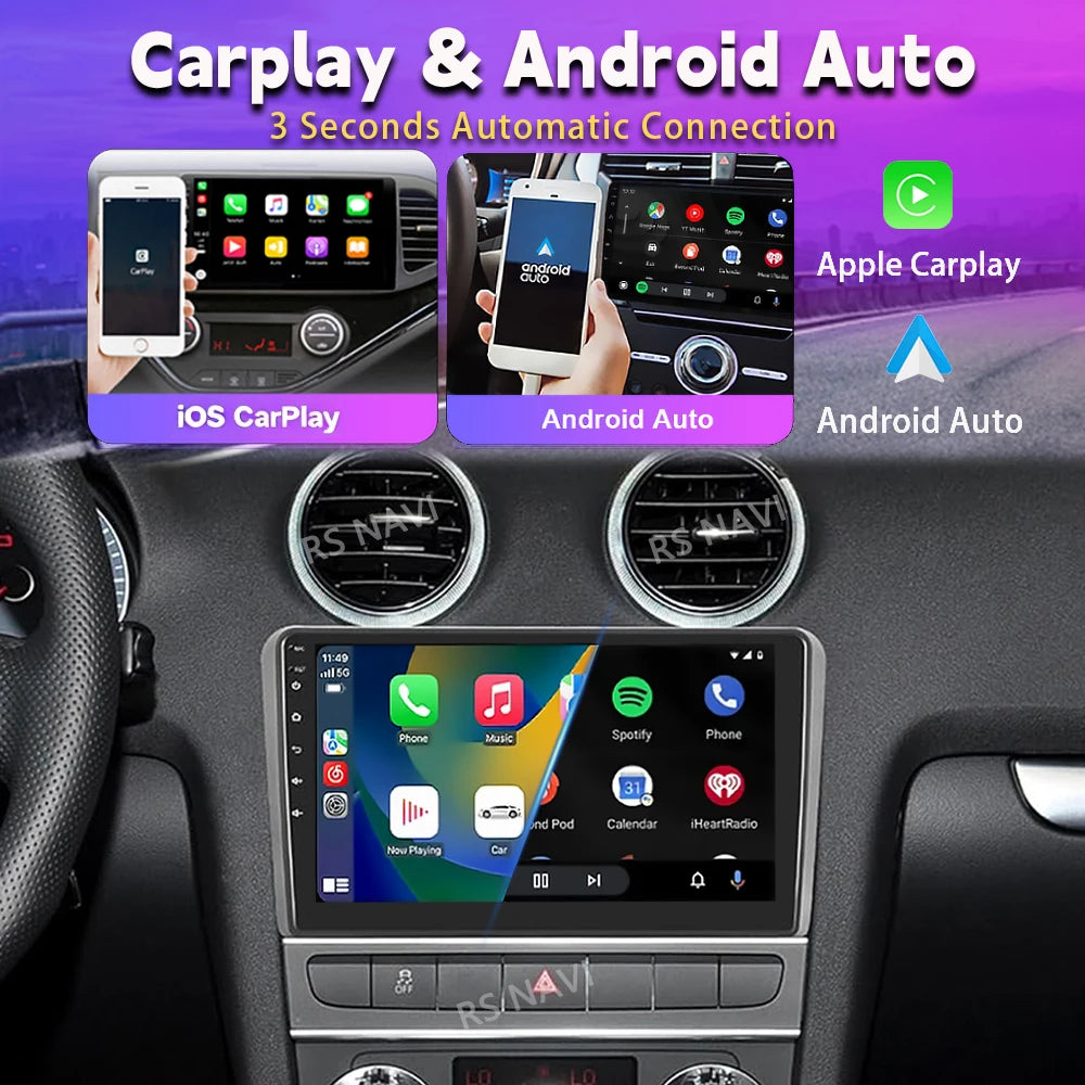 Android 16 Carplay Auto GPS Navigation Radio Multimedia Player For Audi A3 8P 2003 - 2013 2din Head Unit video Stereo Car Radio