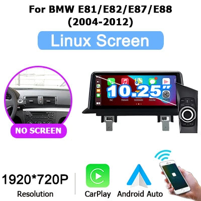 12.5" linux Screen Car Radio For BMW E81 E82 E87 E88 2005-2012 with Carplay Android Auto Bluetooth autolink airplay 2 DIN GPS 4G