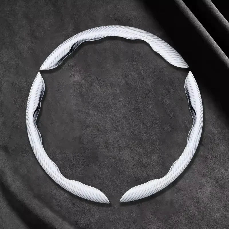 2/3PCS Laser Carbon Fiber Silicone Car Steering Wheel Cover 1K Micro Fiber Leather PVC Wheel Booster Cover Non-Slip Universal